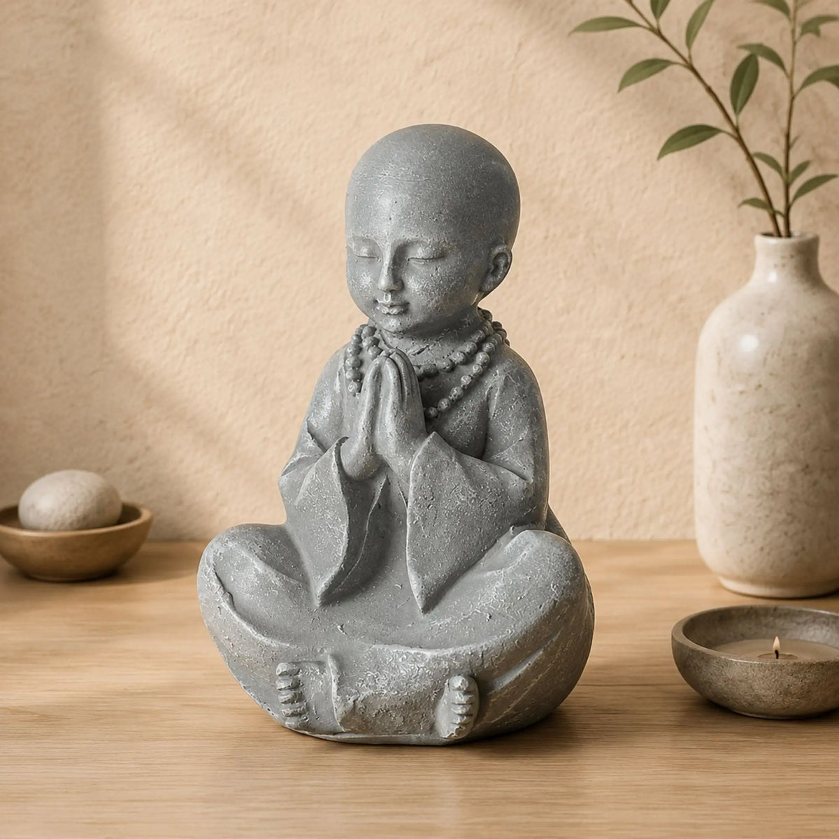 Statuette Moine Bouddhiste en Résine  La Maison de Bouddha