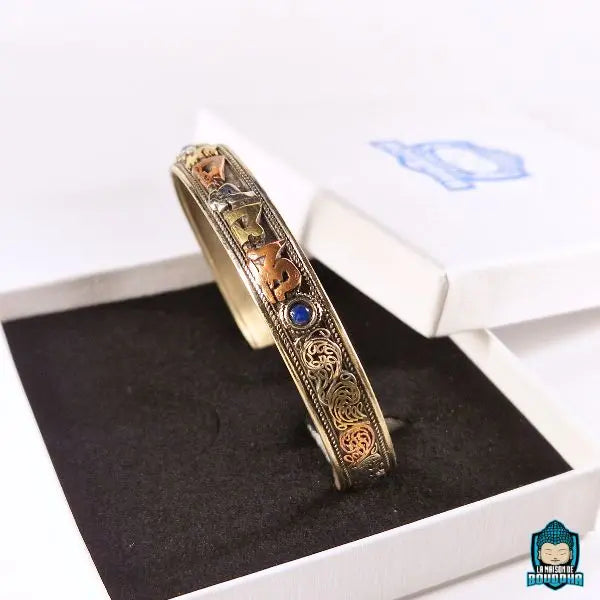 Bracelet Mantra Tibetain Om Mani Padme Hum Lapis Lazuli