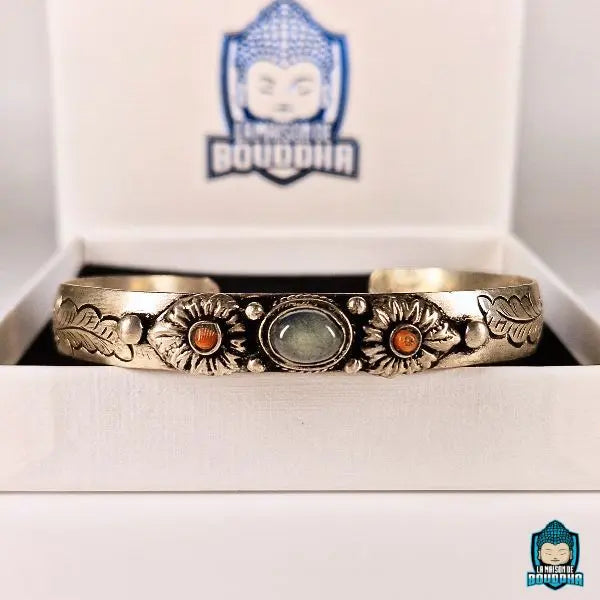 Bracelet Jonc Tibetain et Labradorite Naturelle