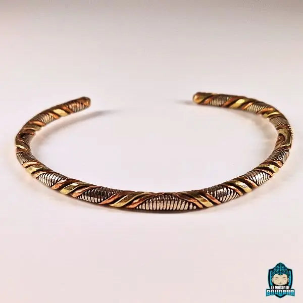 Jonc Tibétain Torsadé 3 métaux