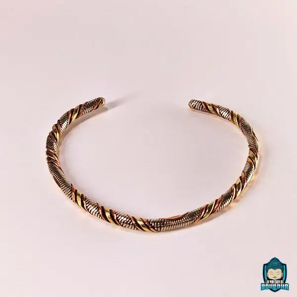 Jonc Tibétain Torsadé 3 métaux