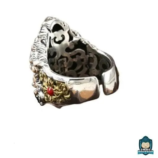 Bague-Bouddhiste-Argent-Jambhala-Jaune-argent-massif-925-ajustable-La-Maison-de-Bouddha