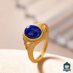 Bague Dorée Pierre Bleue