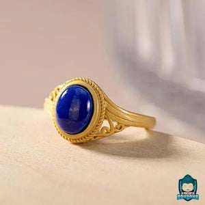 Bague Dorée Pierre Bleue