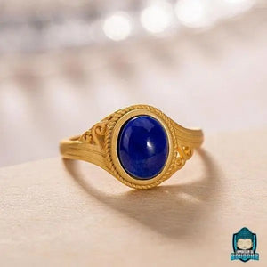 Bague Dorée Pierre Bleue