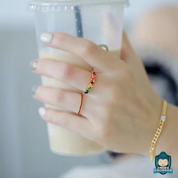 Bague Fine avec Pierre de Couleur