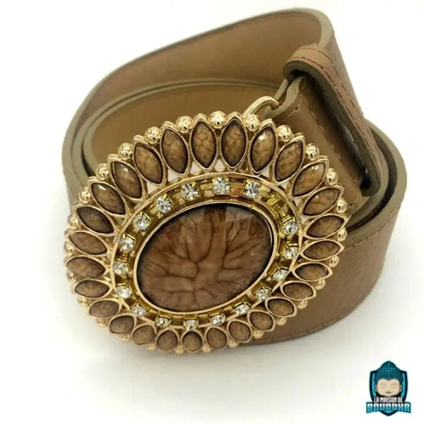 Ceinture-boucle-ethnique-beige-fonce-en-cuir-PU-longueur-110-cm-largeur-3-cm-boucle-7-cm-La-Maison-de-Bouddha