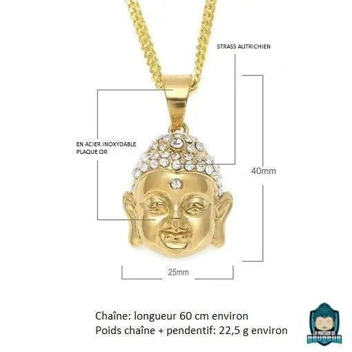 Collier avec pendentif Bouddha doré  La Maison de Bouddha