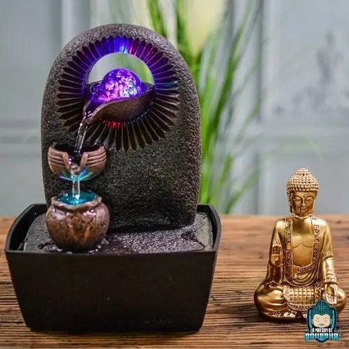 Fontaine Lumineuse dintérieur Bouddha avec Boule en Verre  La Maison de Bouddha