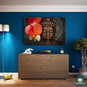 Grand-Tableau-Bouddha-en-Bois-shakyamuni-Toile-une-partie-imprimee-canvas-Poly-coton-La-Maison-de-Bouddha.