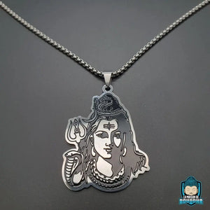 Le-Collier-de-Shiva-en-acier-inoxydable-couleur-argent-et-email-noir-chaine-50-cm-pendentif-48-mm-hauteur-35-mm-longueur-poids-20-grammes-La-Maison-de-Bouddha