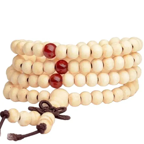 Mala Tibétain Bois de Santal Blanc 6mm Pour Homme et Femme Mala Tibétain La Maison de Bouddha