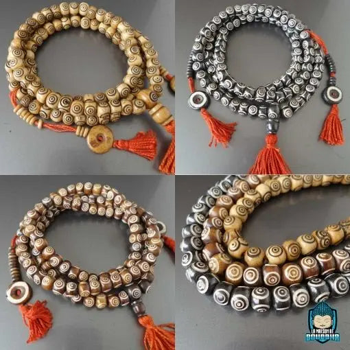 Mala Tibétain Os  La Maison de Bouddha