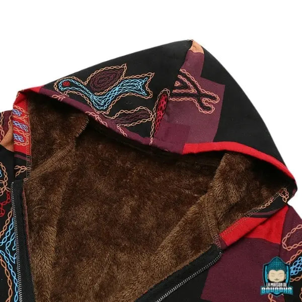 Manteau-femme-grande-taille-style-ethniques-grande-capuche-en-coton-polyester-fourre-a-l-interieur-fermeture-eclair