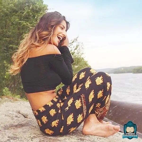 Pantalon De Méditation Femme Motif Éléphant Pantalons La Maison de Bouddha