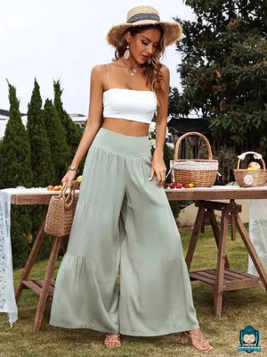 Pantalon-palazzo-femme-taille-haute-Vert-Celadon-en-coton-La-Maison-de-Bouddha