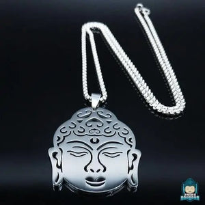 Pendentif-Bijou-Bouddha-Argente-chaine-maille-venitienne-fermoir-mousqueton-en-acier-inoxydable-La-Maison-de-Bouddha