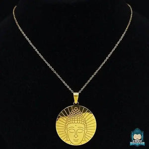 Pendentif-Bouddha-Dore-rond-en-acier-inoxydable-tete-de-Bouddha-fine-chaine-50-cm-poids-20-grammes-La-Maison-de-Bouddha