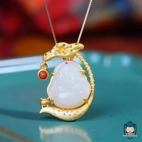 Pendentif Bouddha en Jade Blanc