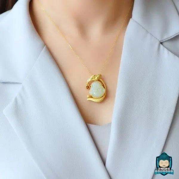 Pendentif Bouddha en Jade Blanc