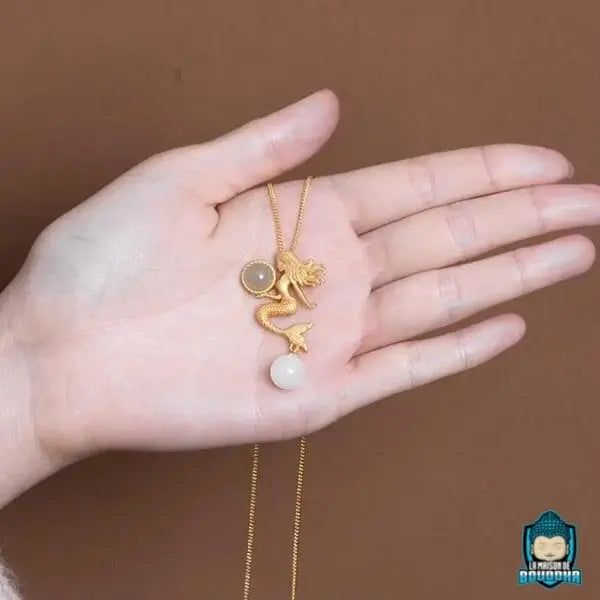 Pendentif Sirène Perle en Jade