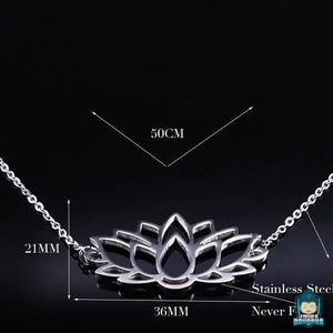 Pendentif-avec-Fleur-de-Lotus-Argente-en-acier-inoxydable-chaine-de-maille-forcat-chaine-50-cm-fermoir-mousqueton-La-Maison-de-Bouddha