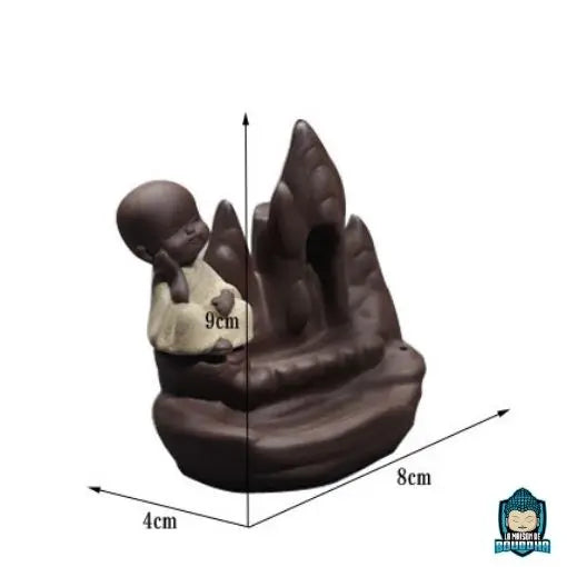 Porte-Encens-Moine-de-La-Sagesse-en-ceramique-dimensions-hauteur-9-cm-longueur-8-cm-largeur-4-cm-cone-backflow-La-Maison-de-Bouddha