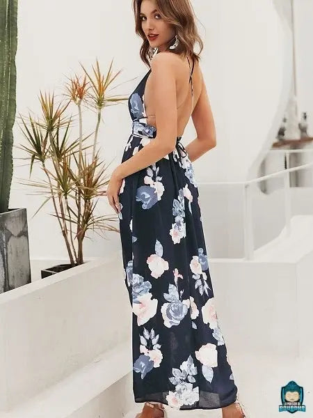 Robe-longue-fluide-a-fleurs-ete-fente-bretelles-croisees-dans-le-dos-La-Maison-de-Bouddha