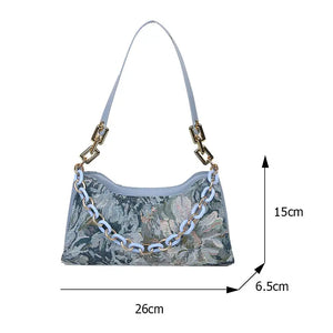 Sac Baguette Tendance Ethnique Bleu