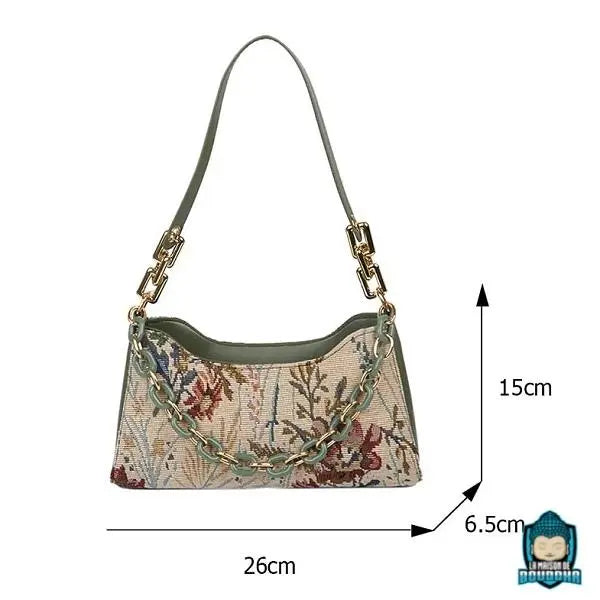 Sac Baguette Tendance Ethnique Vert