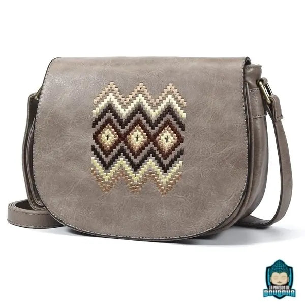 Sac Bandoulière Besace Cuir Marron Synthétique Motif Ethnique Sacs à main La Maison de Bouddha