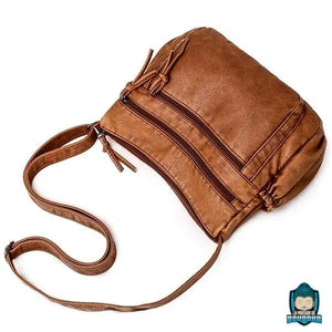 Sac Cuir Bandoulière Besace Femme Marron Clair Sacs à main La Maison de Bouddha