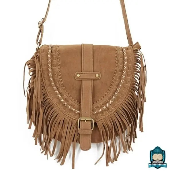 Sac Daim Frange Camel à Bandoulière Sacs à main La Maison de Bouddha
