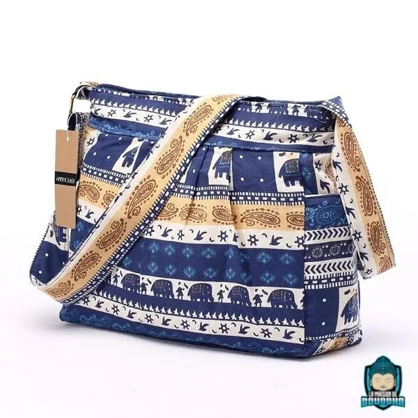 Sac-a-bandouliere-broderie-Hobo-Motif-Elephant-version-bleu-vue-de-profil