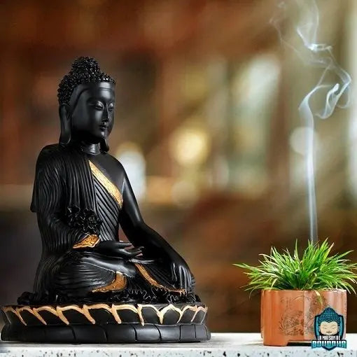 Statue Bouddha Assis Noir 200044142 La Maison de Bouddha