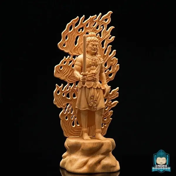 Statue Bouddhiste en Bois "Acala Fudo Debout" Sculptures et statues La Maison de Bouddha
