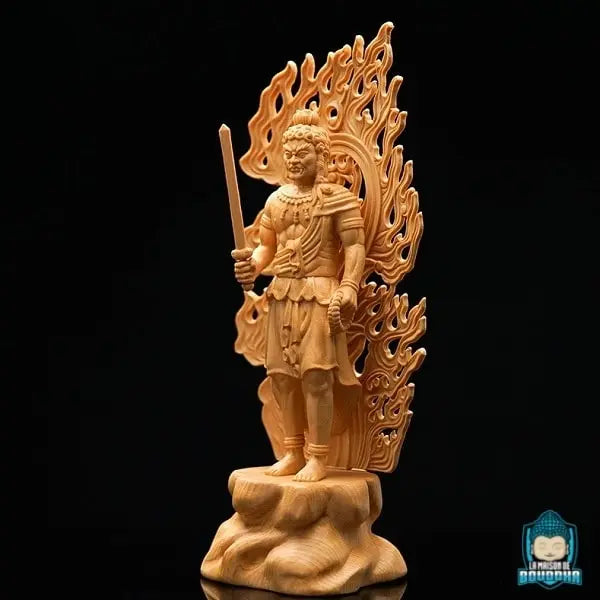 Statue Bouddhiste en Bois "Acala Fudo Debout" Sculptures et statues La Maison de Bouddha