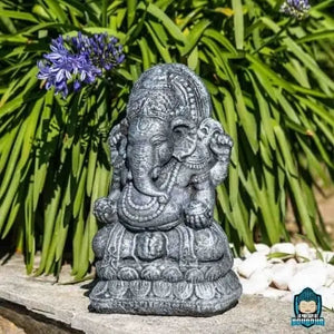 Statue Ganesh Résine Gris Patiné  La Maison de Bouddha