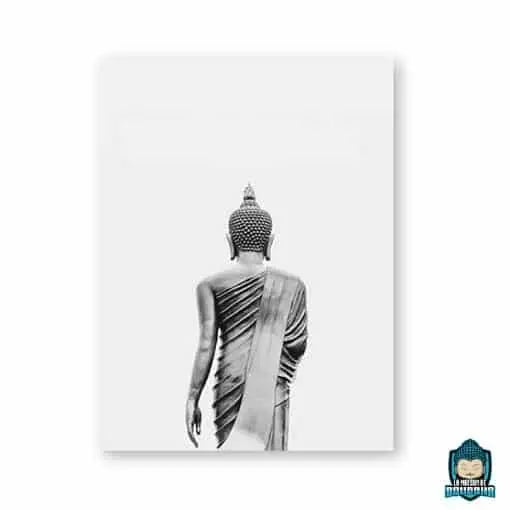 Tableau-Bouddha-Noir-et-Blanc-Thailandais-debout-de-dos-La-Maison-de-Bouddha