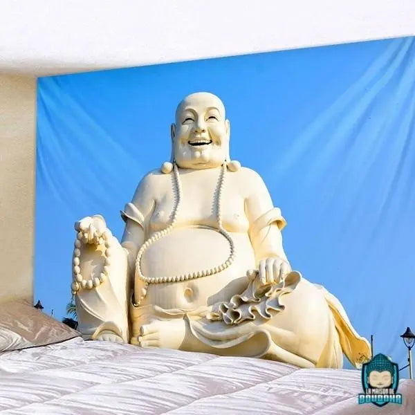 Tapisserie-Murale-Bouddha-Rieur-tenture-en-tissu-polyester