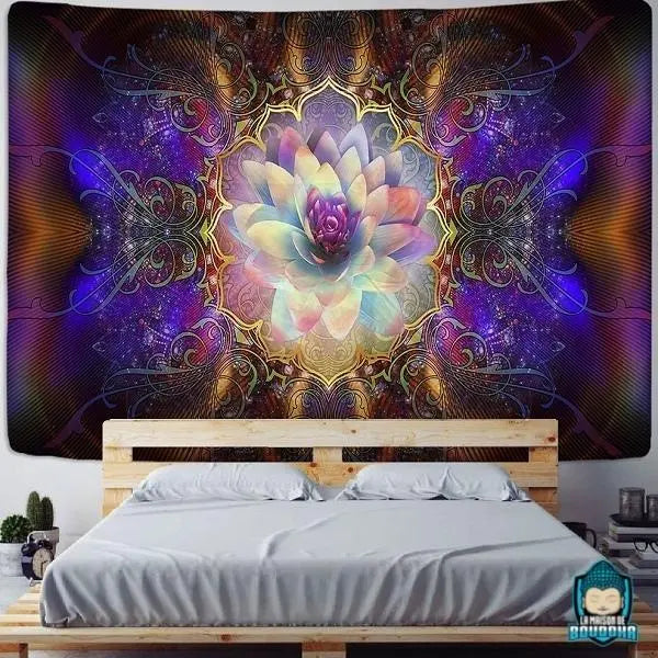 Tapisserie-Murale-Fleur-Divine-couleur-cosmique-tenture-imprimee-en-toile-de-tissu-polyester