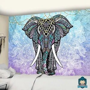 Tenture-Indienne-Elephant-multicolore-sur-motifs-ethniques-fabriquee-en-polyester-La-Maison-de-Bouddha
