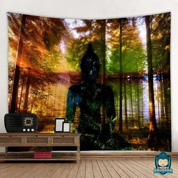 Tenture-Murale-Bouddha-Esprit-de-la-Foret-tenture-murale-ombre-bouddha-foret-en-polyester-La-Maison-de-Bouddha