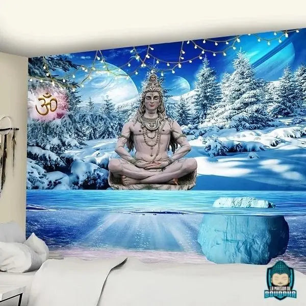 Tenture-Shiva-Couleur-Bleu-Arctique-tapisserie-murale-fabriquee-en-polyester