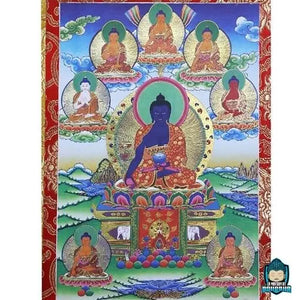 Thangka-Bouddha-Medecine-toile-de-tissus-La-Maison-de-Bouddha