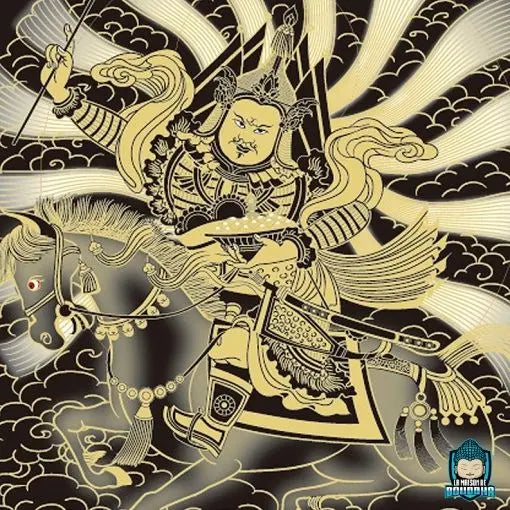 Thangka-Bouddhiste-Gesar-toile-en-coton-canva-de-qualite