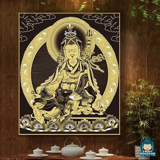 Thangka-Bouddhiste-maitre-Padmasambhava-toile-bouddhiste-toile-coton-canva