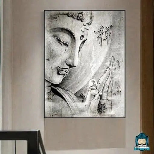 Toile Bouddha Noir et Blanc Rectangulaire  La Maison de Bouddha