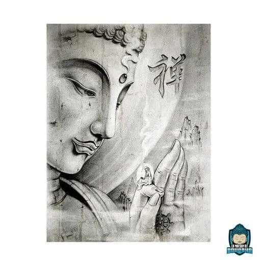 Toile Bouddha Noir et Blanc Rectangulaire  La Maison de Bouddha