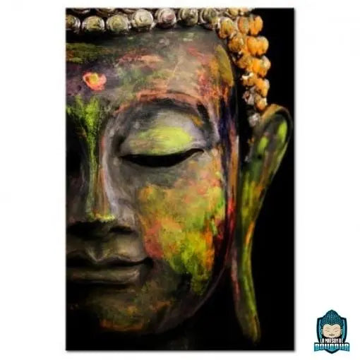 Toile Visage de Bouddha Peint  La Maison de Bouddha
